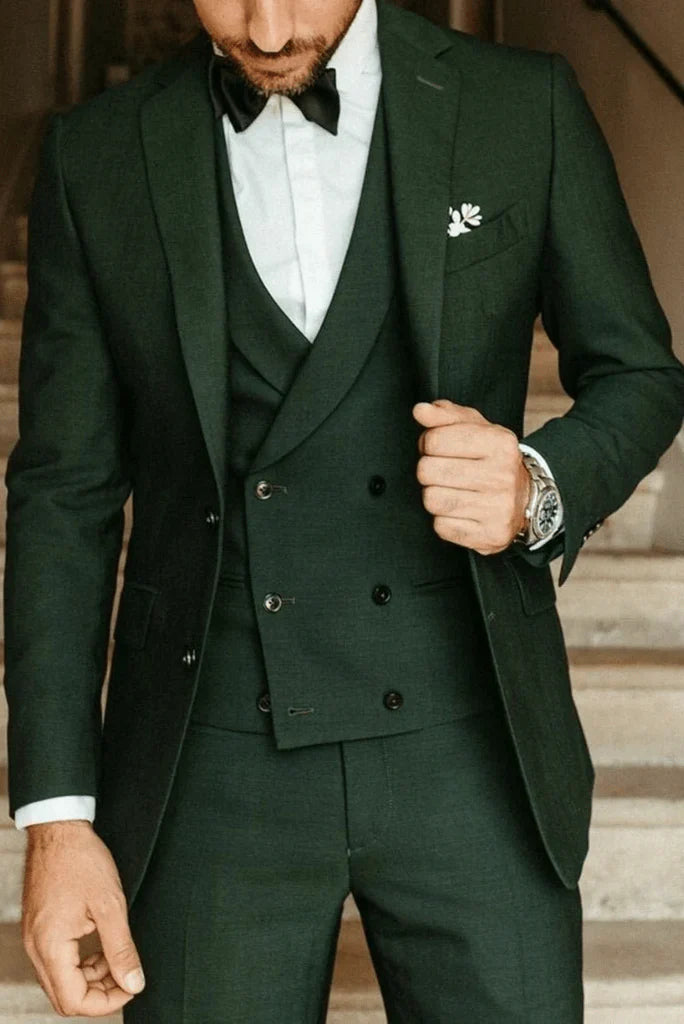 Men Stylish Emerald Green Blazer & Groom's Wedding Outfit Groomsmen Cocktail Attire Prom Party Outfit Evening Dinner Date Men's Attire