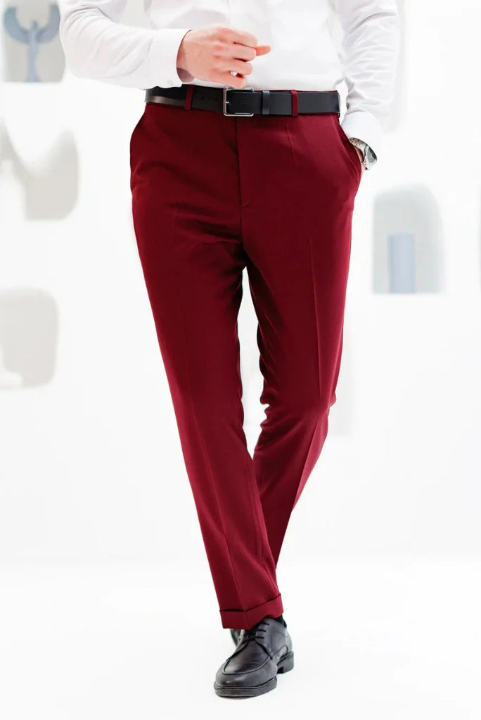 Men Elegant Maroon Pant For Men Grooms Wear Pant Men Formal Event Party Wear Trouser