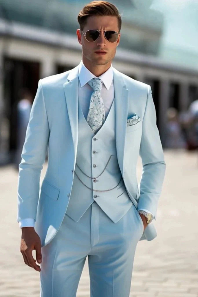 Men Stylish Sky Blue Pant Perfect For Wedding Parties & Events Trousers