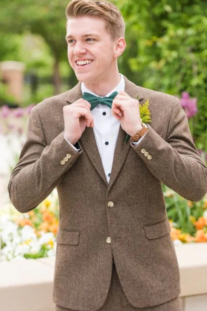 Men Tweed Coat Wedding Blazer Formal Coat Winter Coat Brown Tweed Wear Groomsmen Prom Wear