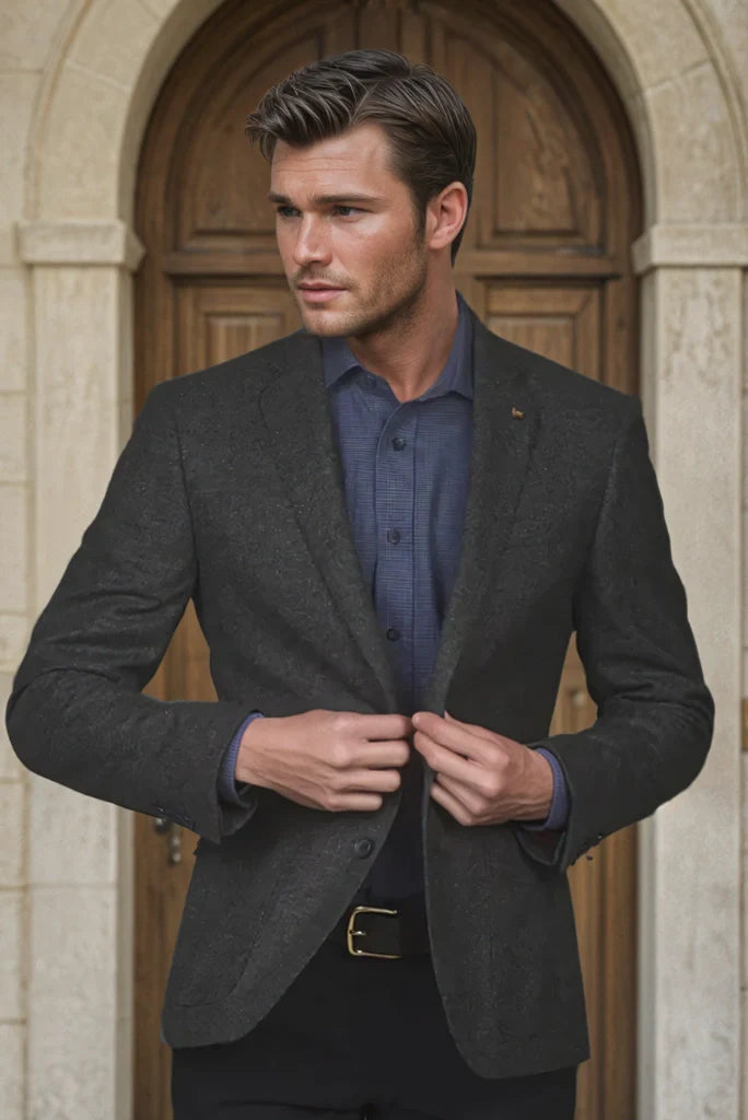 Men Grey Tweed Blazer For Wedding Parties Engagement & Every Occasion Wear