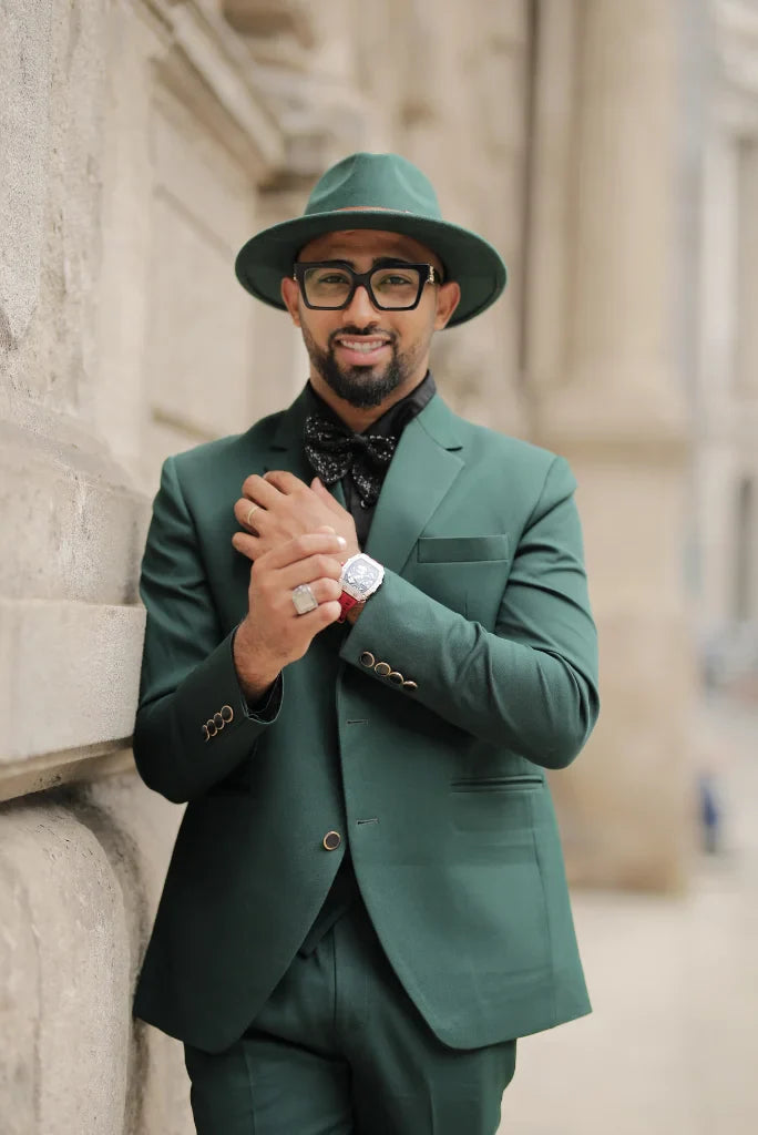 Men Green Three Piece Suit Formal Wedding Elegant Premium Bespoke Gift For Him