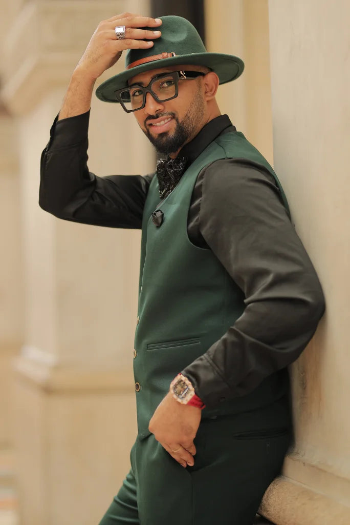 Men Green Three Piece Suit Formal Wedding Elegant Premium Bespoke Gift For Him