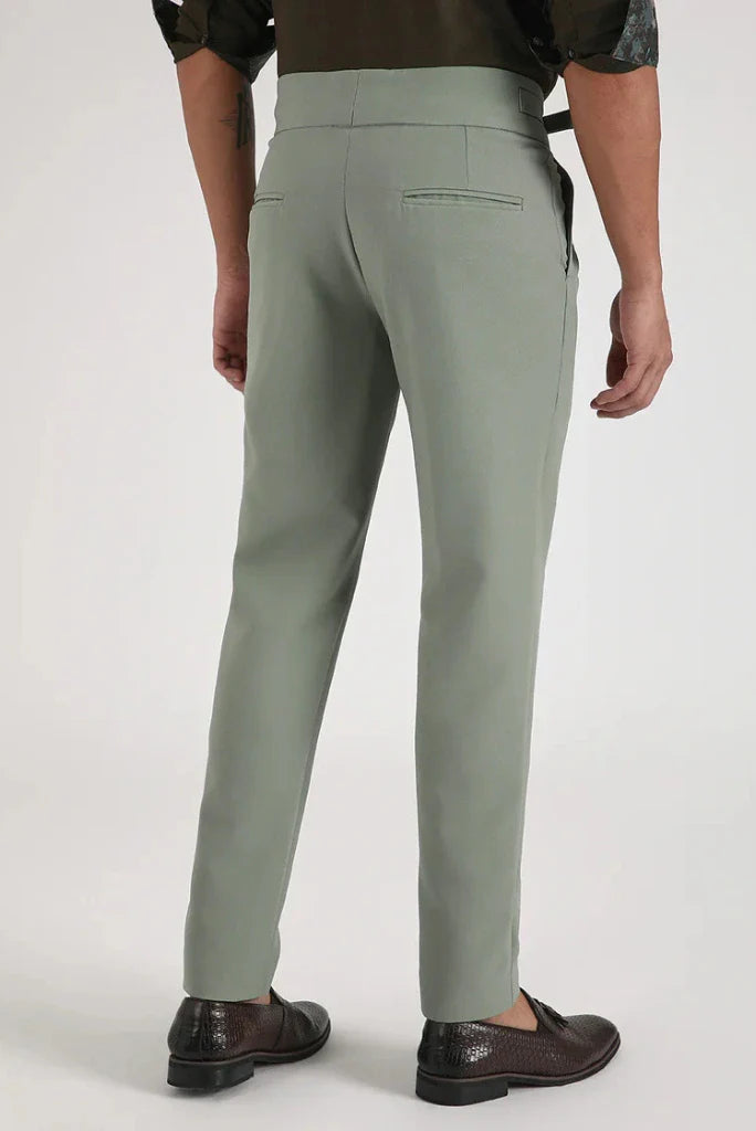 Men Sage Green Trouser Gurkha Pant Groomsmen Elegant Bespoke Tailoring