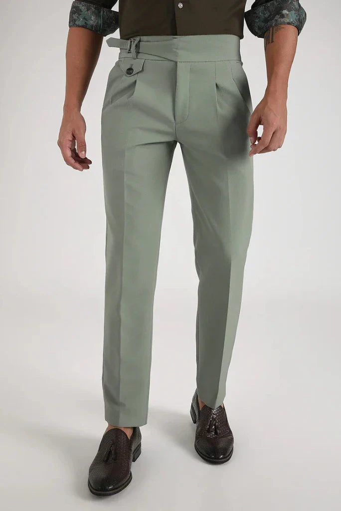Men Sage Green Trouser Gurkha Pant Groomsmen Elegant Bespoke Tailoring