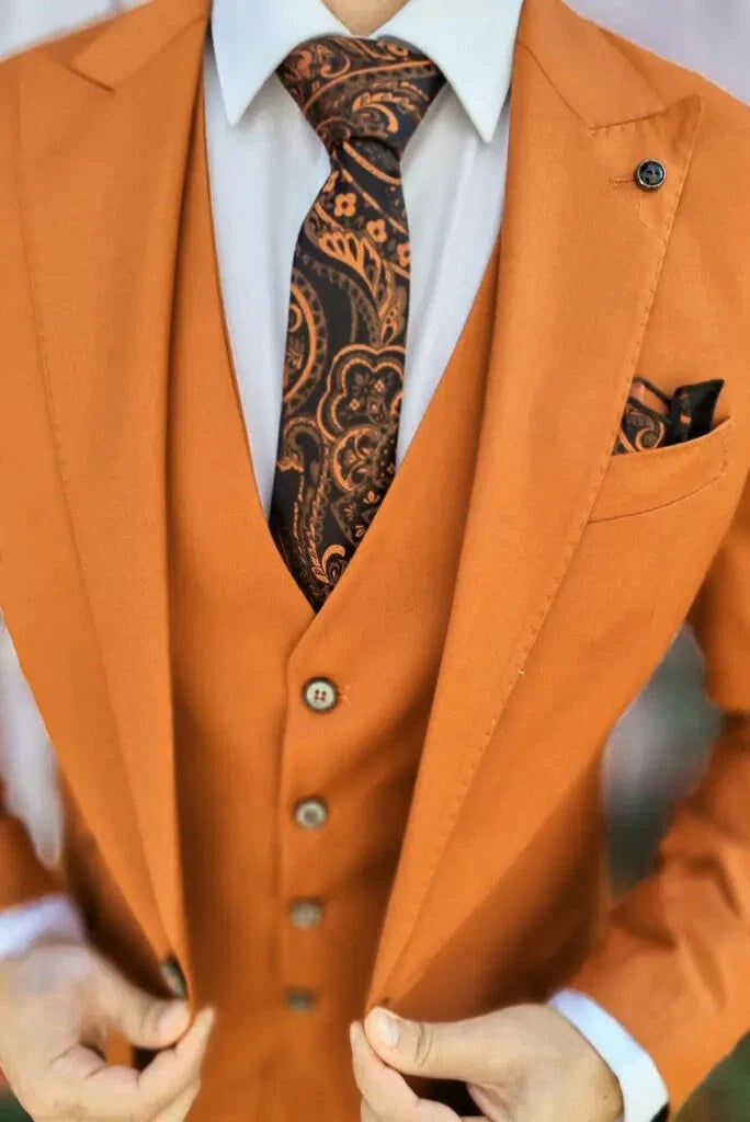 Men Suits Orange  3 Piece Beach Wedding Suit Groom Wear Suits Wedding Suit Men suits Prom suits for men orange suit must read caption