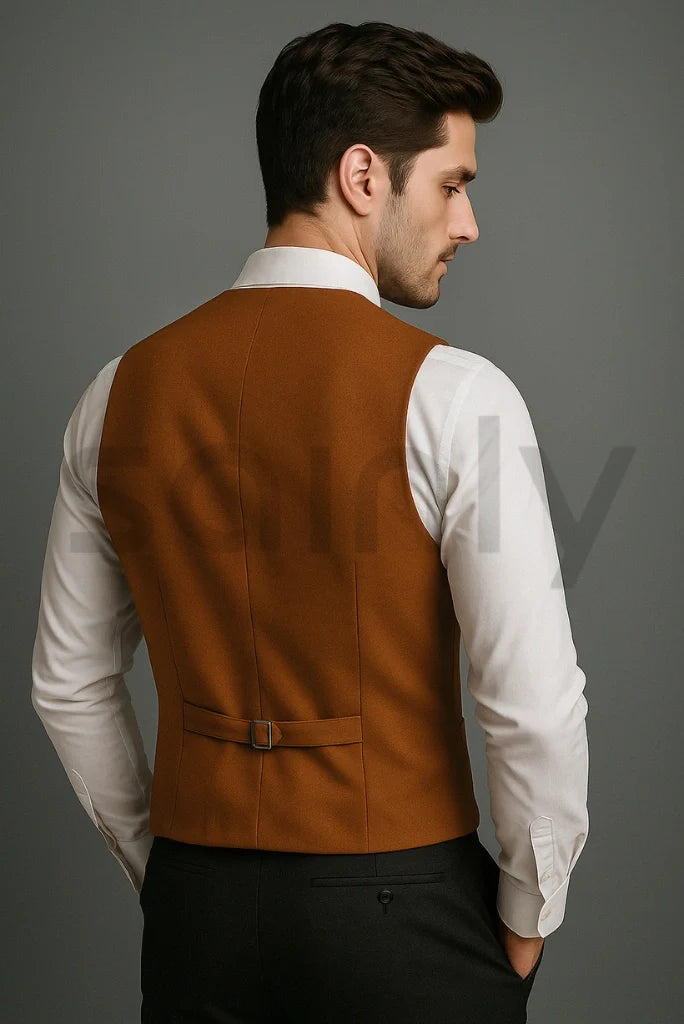 Men Rust Formal Waistcoat Office Wear Events & Groomsmen Waistcoat For Best Gift For Him