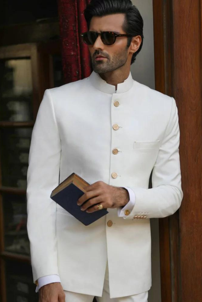 Men White Jodhpuri Bandhgala Indian Suit Two Piece Wedding Suit Royal Premium Suit For Him