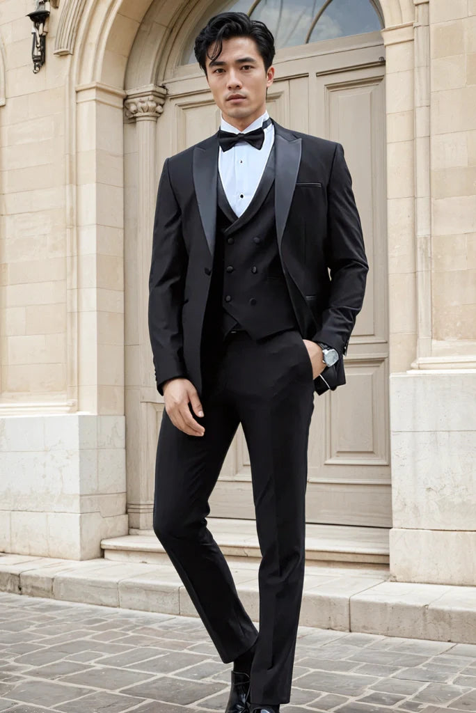 Men's Black 3 Piece Slim Fit Suit Groom Wedding Suit Party Wear Tuxedo Suit