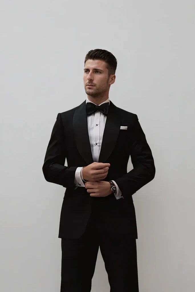 Men Black Tuxedo Suit Two Piece Grooms Suit Special For Wedding Wear Reception Parties Wear & Anniversary