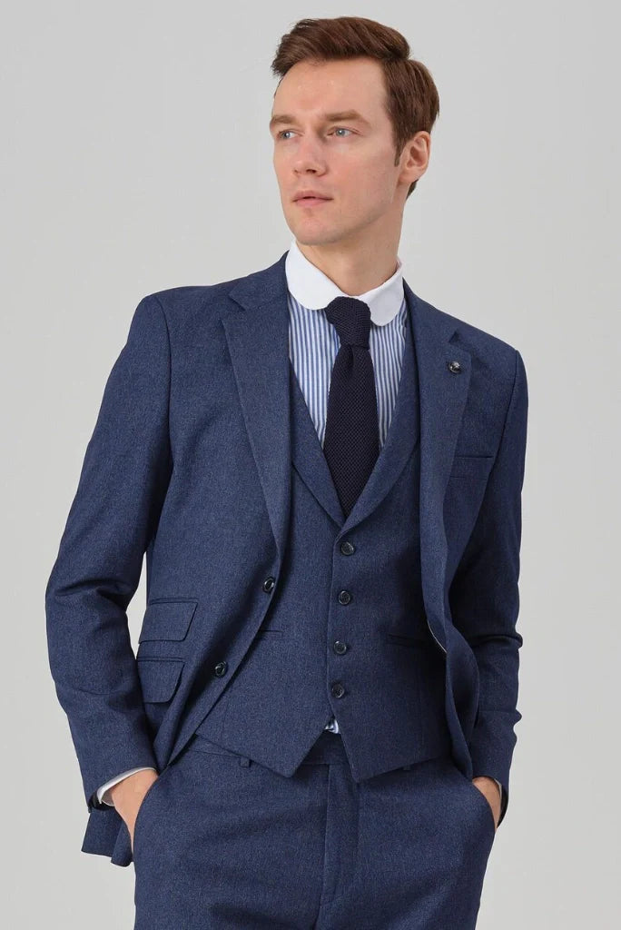 Men Tweed Navy Blue Decent  Looking Winter Outwear Coat Dinner & Wedding Event Special Blazer Promo Winter Wear For Men