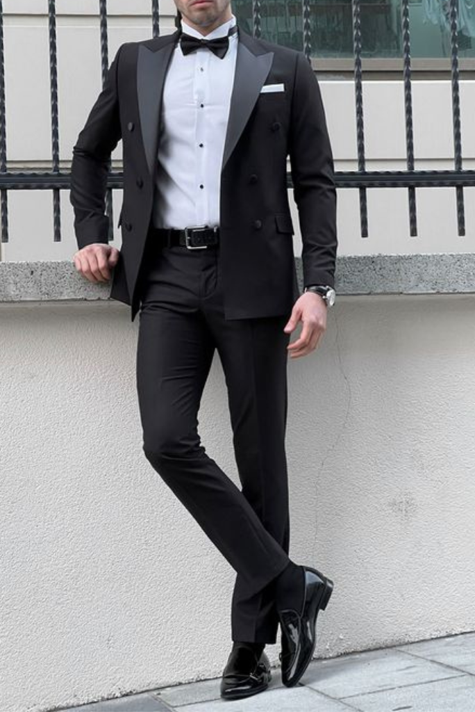 Man Two Piece Suit Black Tuxedo Slim Fit Suit Premium Suit Slim Fit Wear Elegant Groomsmen Bespoke Tailoring