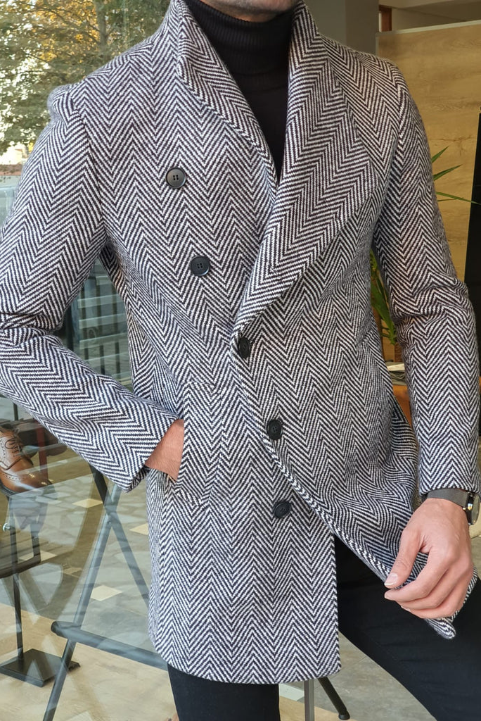 Men Tweed Woolen Grey Over Coat  Trench Coat Man Long Jacket Stylish Winter Wear Customized Coat wear For him