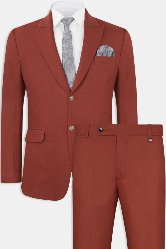 Man Wedding Suit Two Piece Rust Dinner Suit Formal Event Suit Party Wear Suit Groomsmen Gift